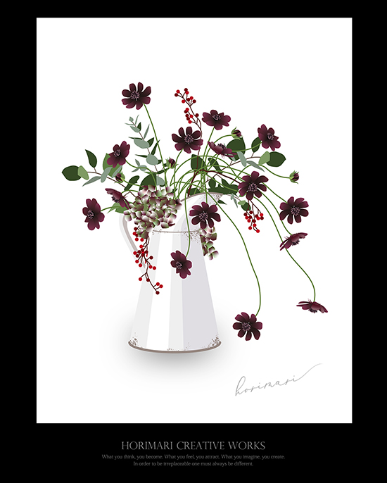 ホリマリ プチデザイナーコースイラストレーターでお花を描く。チョコレートコスモスが可愛すぎて感動！